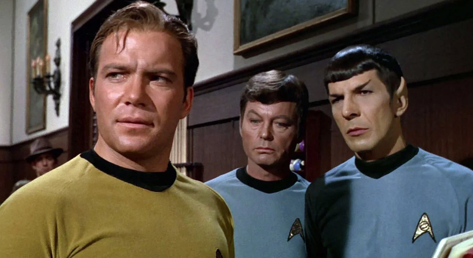 William Shatner, DeForest Kelley, and Leonard Nimoy in Star Trek (1968)